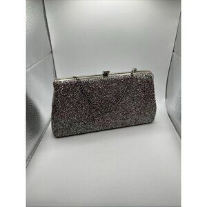 Vintage  60’s 70’s MCM Silver Glitter Metallic Clutch Purse IN GOOD SHAPE